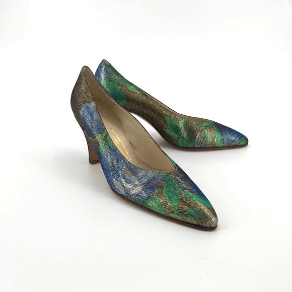 Massaro Paris Vintage Floral Brocade Heels - Picture 1 of 7